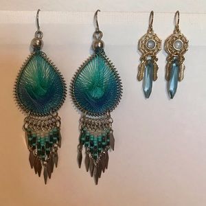 2 Pair of Dream Catcher Dangle Earrings